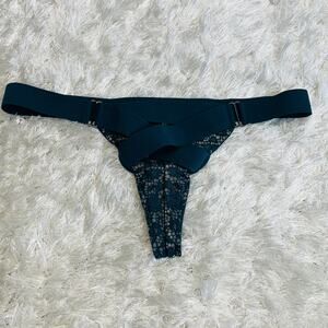 Victoria's Secret Green Elastic Lace Trim Thong Small